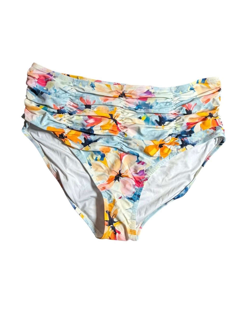 ROBERT GRAHAM floral shirred high waist bikini swim bottom seperates New